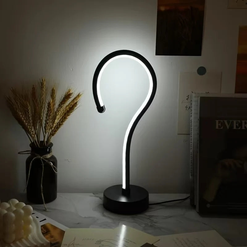 2PC Creative Question Mark Shape Table Lamp, USB Three-Color Dimming Desktop Decoration Table Lamp