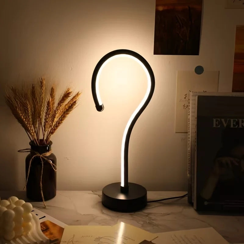 2PC Creative Question Mark Shape Table Lamp, USB Three-Color Dimming Desktop Decoration Table Lamp