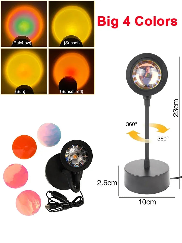Sunset Projection Lamp - USB LED Mood Light for Bedroom & Living Room