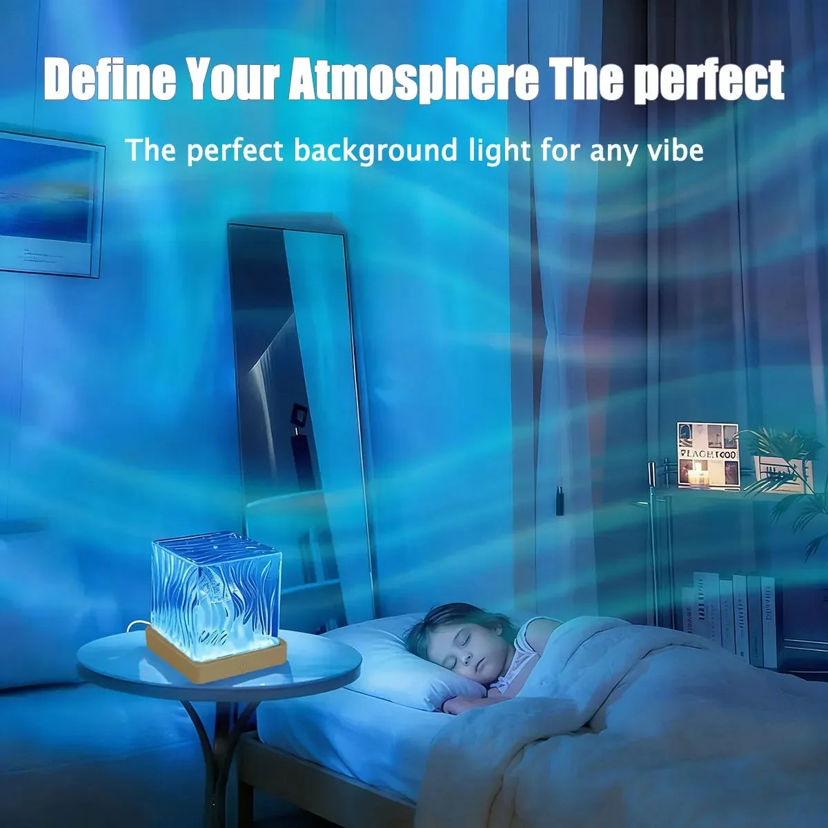 16Colors Ocean Wave Aurora Projector Light Touch LED Night Light Remote Dimmable Auto Rotating USB-C Powered Gift