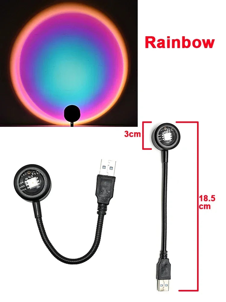 Sunset Projection Lamp - USB LED Mood Light for Bedroom & Living Room