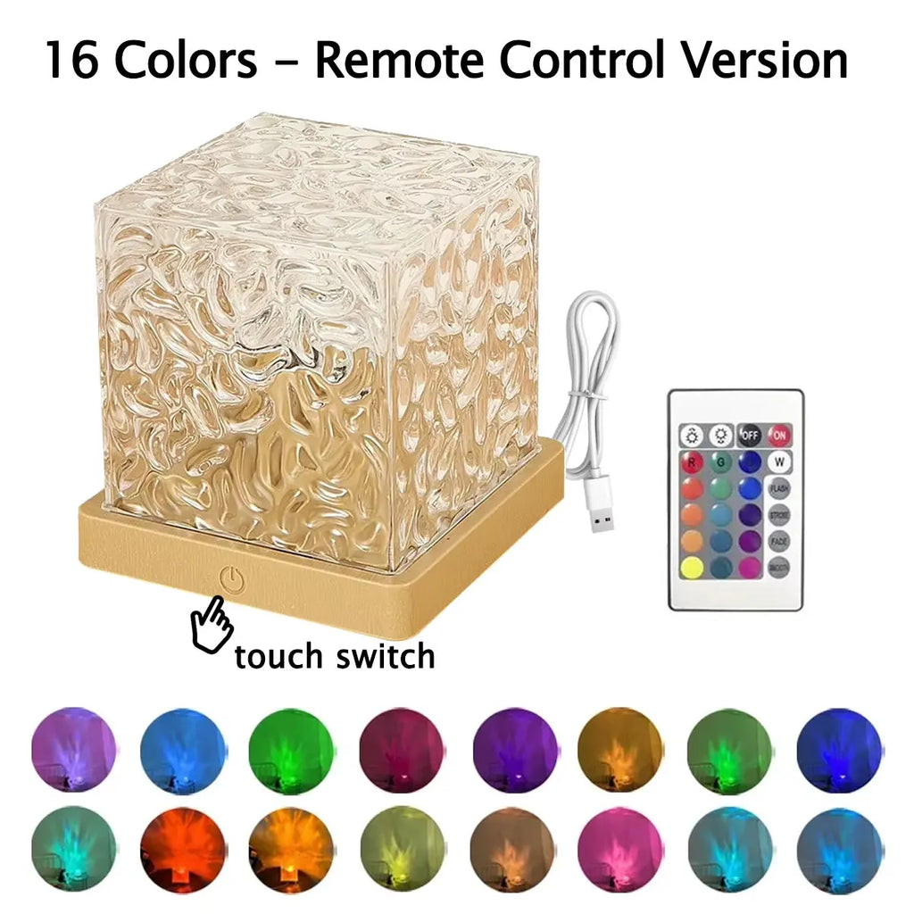 16Colors Ocean Wave Aurora Projector Light Touch LED Night Light Remote Dimmable Auto Rotating USB-C Powered Gift