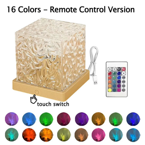 16Colors Ocean Wave Aurora Projector Light Touch LED Night Light Remote Dimmable Auto Rotating USB-C Powered Gift