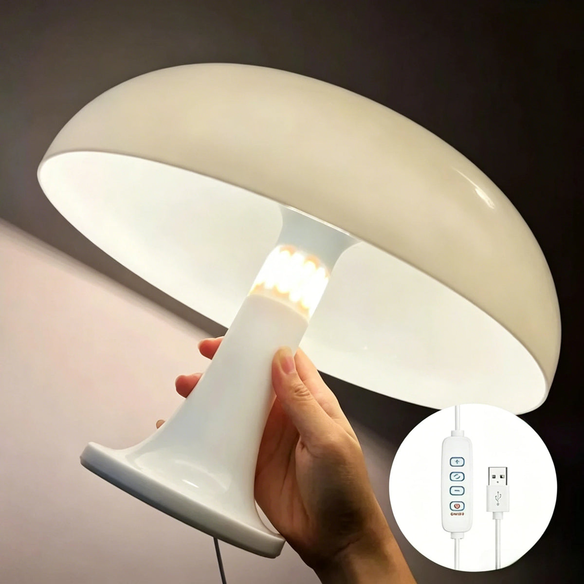 Ambient LED Mushroom Desk Lamp with 3 Color Dimming with USB for Bedrooms Desks & Living Rooms