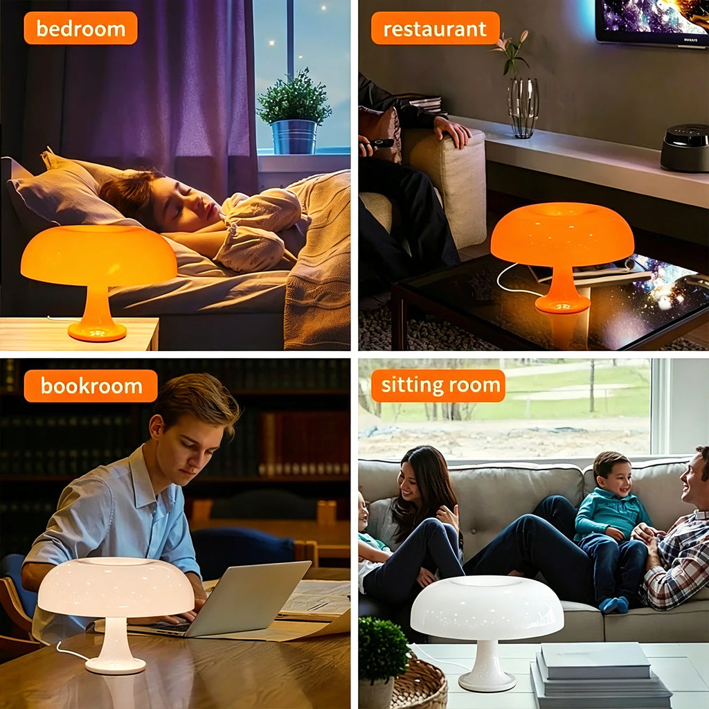 Ambient LED Mushroom Desk Lamp with 3 Color Dimming with USB for Bedrooms Desks & Living Rooms