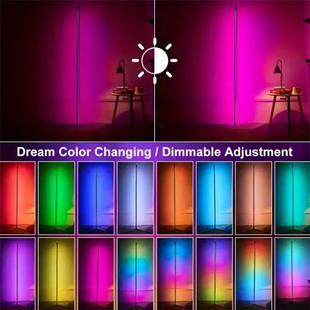 RGB LED Floor Lamp, LED Corner Lamp Works Smart Modern Floor Lamp with Music Sync and 16 Million DIY Colors Floor Lamp