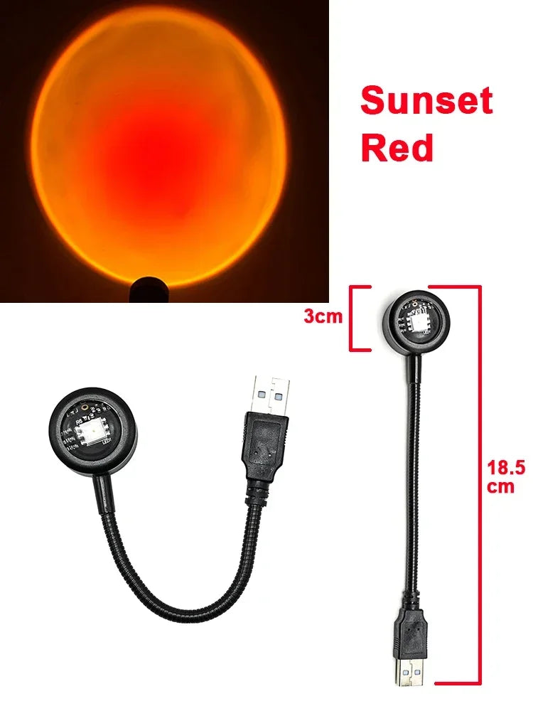 Sunset Projection Lamp - USB LED Mood Light for Bedroom & Living Room