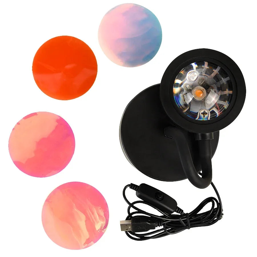 Sunset Projection Lamp - USB LED Mood Light for Bedroom & Living Room