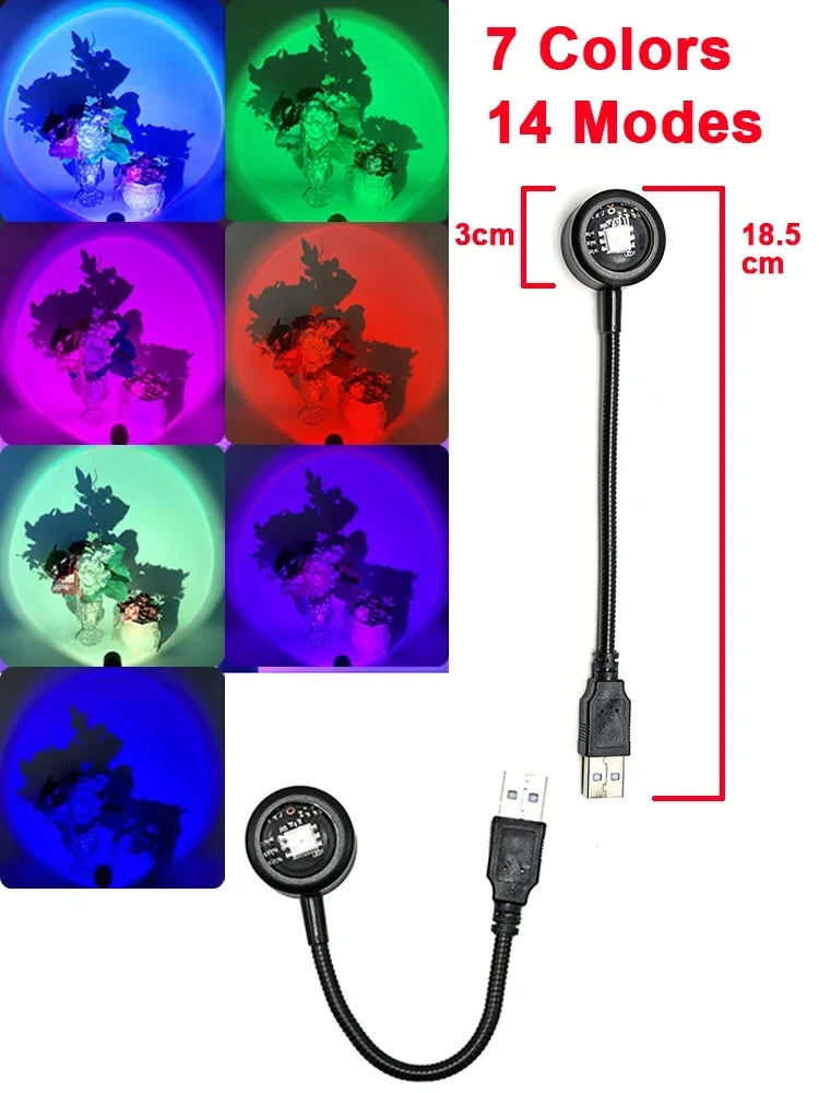 Sunset Projection Lamp - USB LED Mood Light for Bedroom & Living Room
