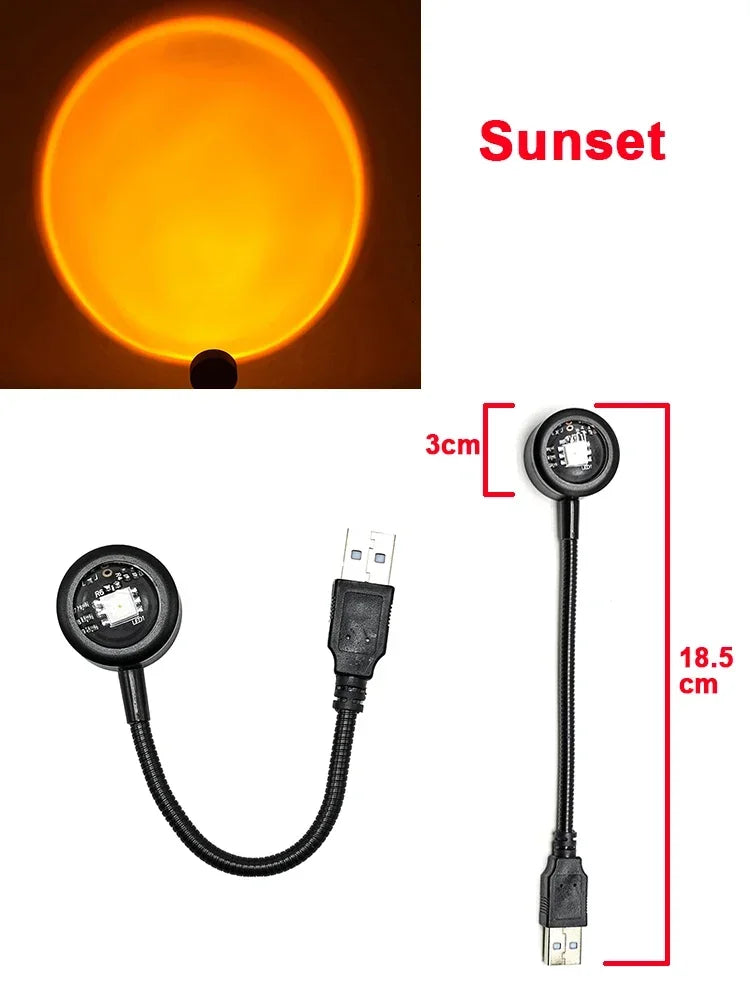 Sunset Projection Lamp - USB LED Mood Light for Bedroom & Living Room
