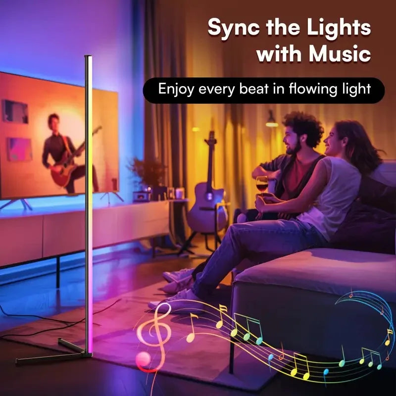 RGB LED Floor Lamp, LED Corner Lamp Works Smart Modern Floor Lamp with Music Sync and 16 Million DIY Colors Floor Lamp